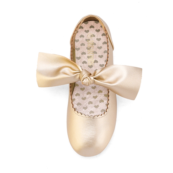 Girl's Mary Jane Bow Ballerina Flats - GOLD - 2
