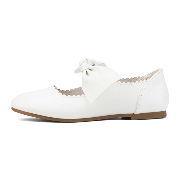Girl's Mary Jane Bow Ballerina Flats - WHITE - 1