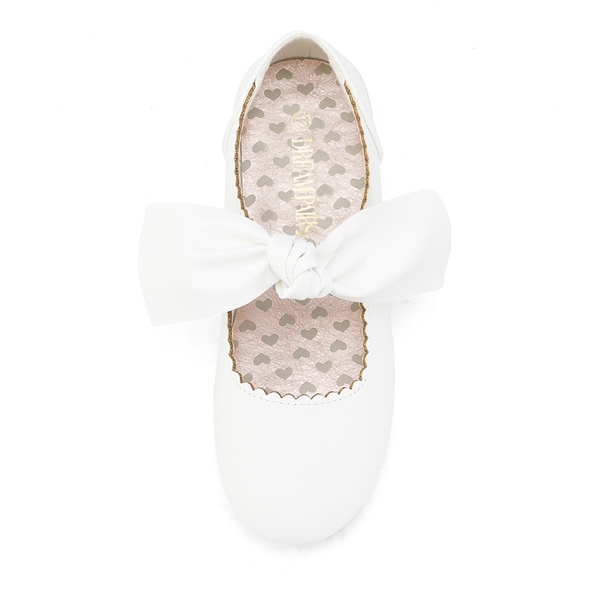 Girl's Mary Jane Bow Ballerina Flats - WHITE - 2