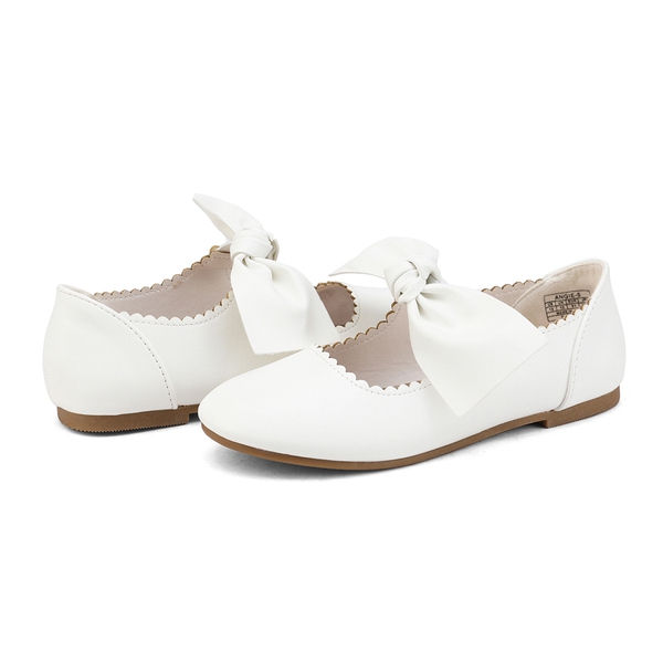 Girl's Mary Jane Bow Ballerina Flats - WHITE - 3