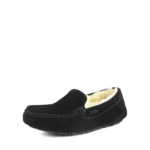 Faux Fur Moccasin Slippers - BLACK -  0