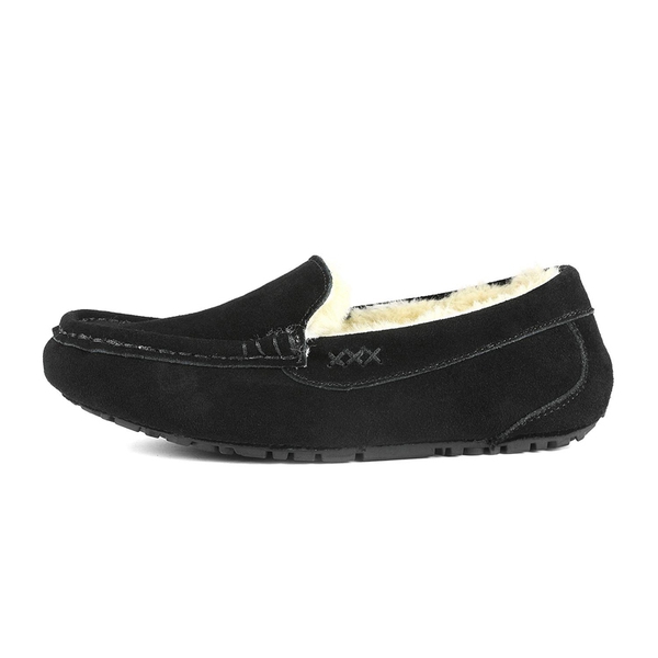 Faux Fur Moccasin Slippers - BLACK - 2