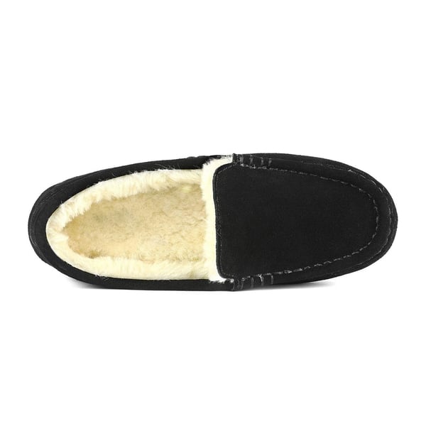 Faux Fur Moccasin Slippers - BLACK - 3