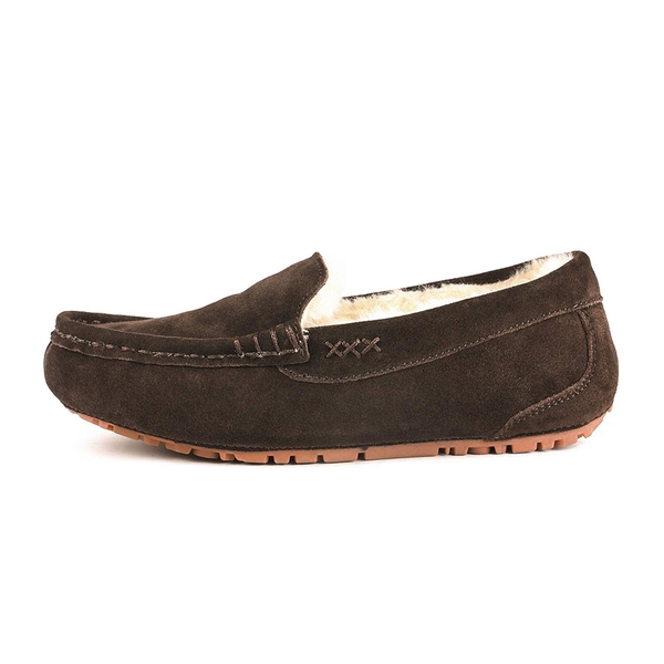 Faux Fur Moccasin Slippers - BROWN - 2