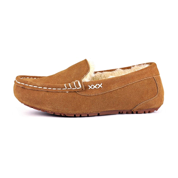Faux Fur Moccasin Slippers - CHESNUT - 2