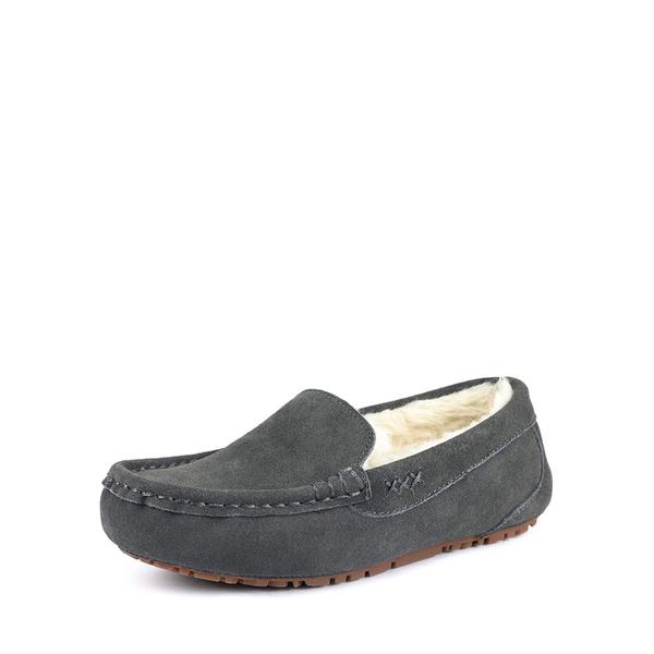 Faux Fur Moccasin Slippers - GREY -  0