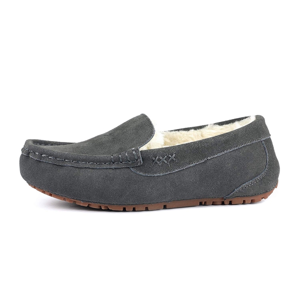 Faux Fur Moccasin Slippers - GREY - 2
