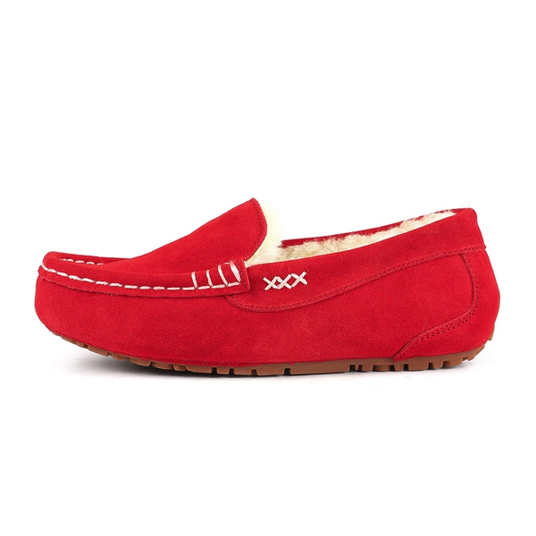 Faux Fur Moccasin Slippers - RED - 2