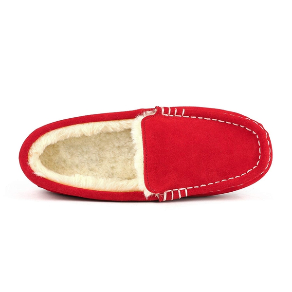 Faux Fur Moccasin Slippers - RED - 3
