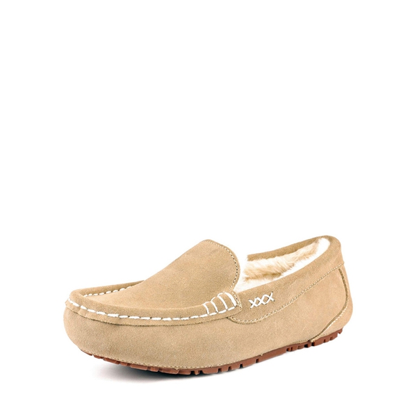 Faux Fur Moccasin Slippers - SAND -  0