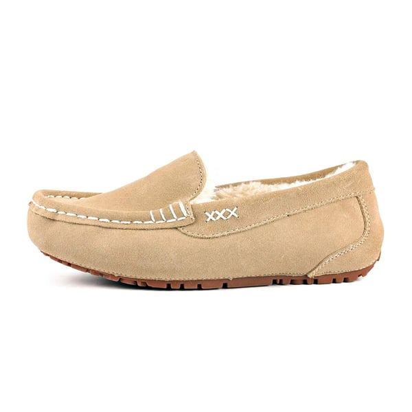 Faux Fur Moccasin Slippers - SAND - 2