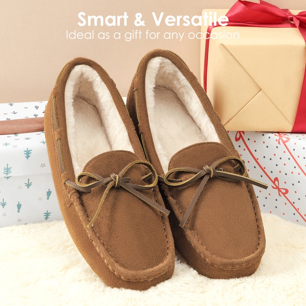Moccasin Slippers with Faux Fur - CHESNUT - 3
