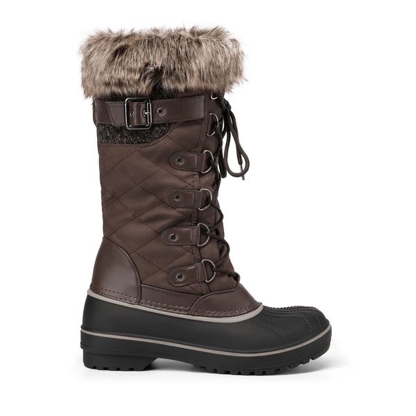 Fur Lined Lace-Up Snow Boots - BROWN - 3