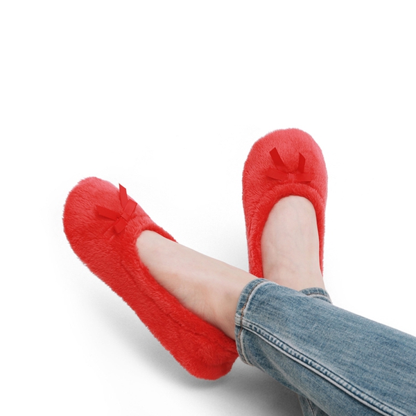 Memory Foam Ballerina House Slippers - BURGUNDY - 1