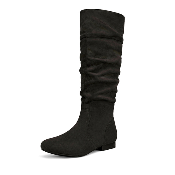 Wide Calf Knee High Winter Boots - BLACK -  0