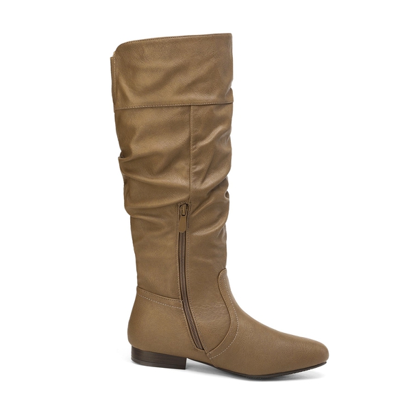 Winter Wide Calf Pull On Knee High Boots - KHAKI - 4