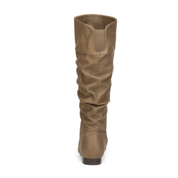 Winter Wide Calf Pull On Knee High Boots - KHAKI - 5