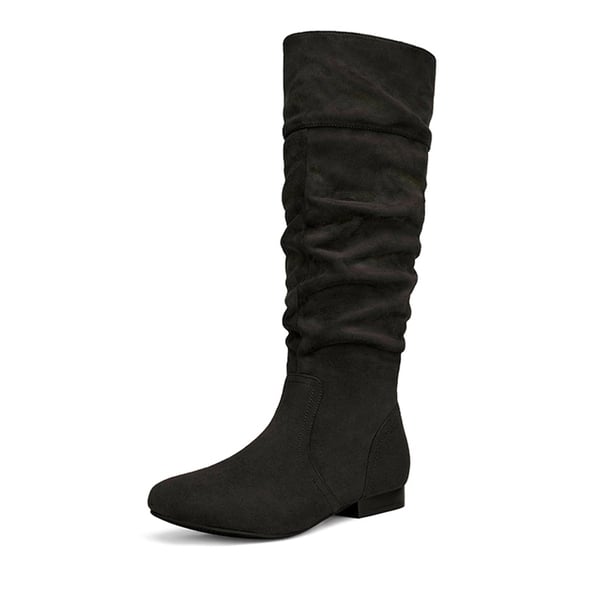 Flat Knee High Boots - BLACK -  0