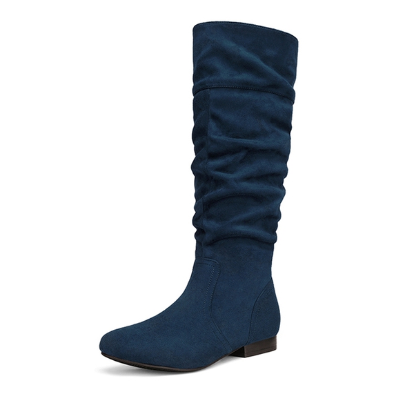 Flat Knee High Boots - BLUE -  0
