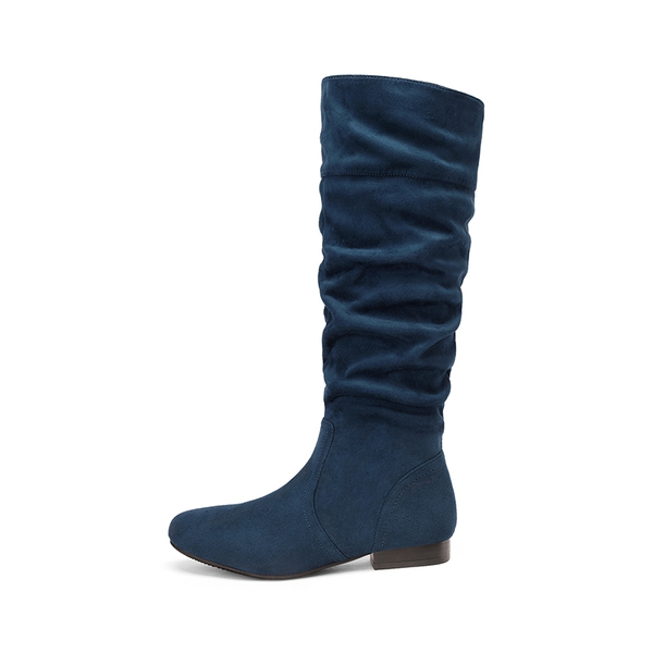 Flat Knee High Boots - BLUE - 1
