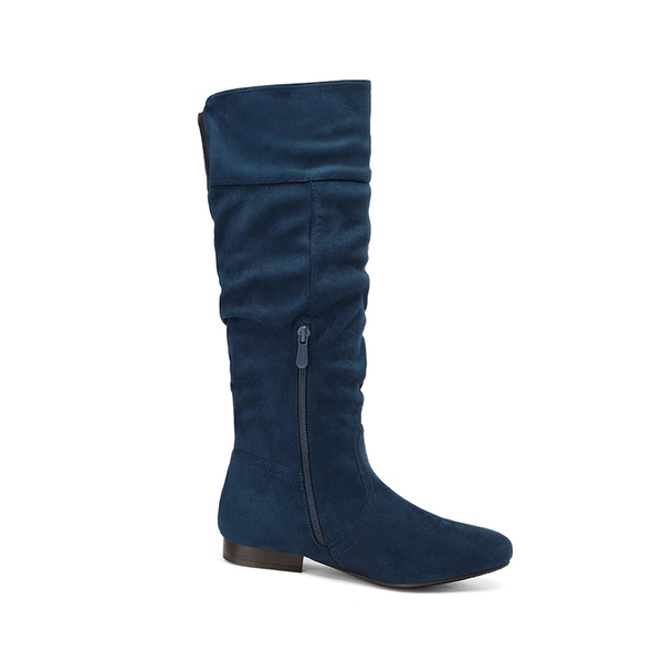 Flat Knee High Boots - BLUE - 2