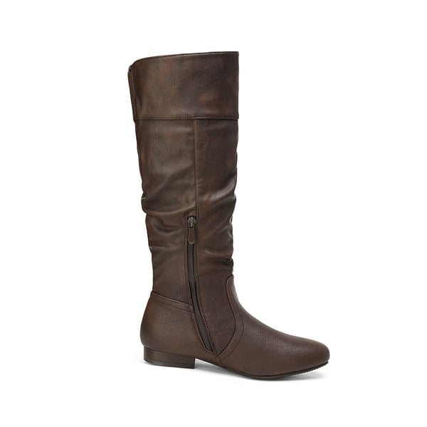Flat Knee High Boots - BROWN - 2