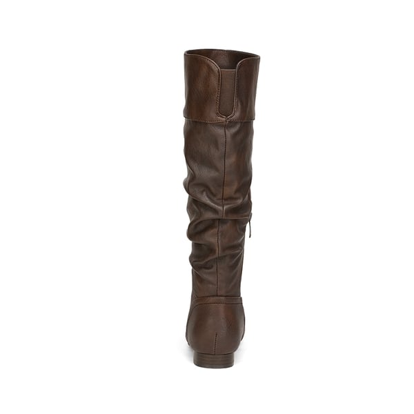 Flat Knee High Boots - BROWN - 3