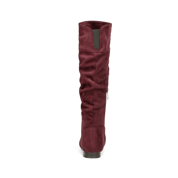 Flat Knee High Boots - BURGUNDY - 3