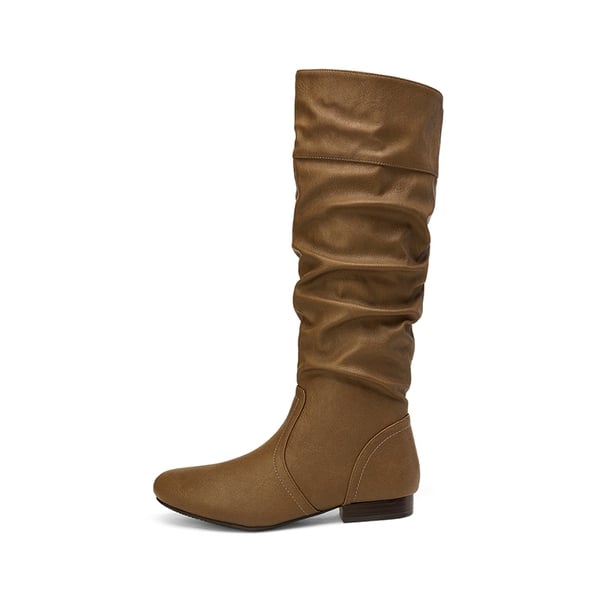 Flat Knee High Boots - CAMEL - 1