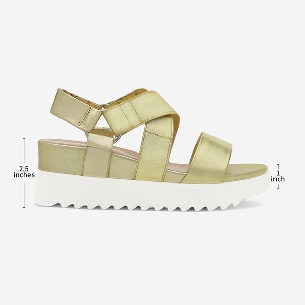 Ankle Strap Platform Wedge Sandals - GOLD - 1