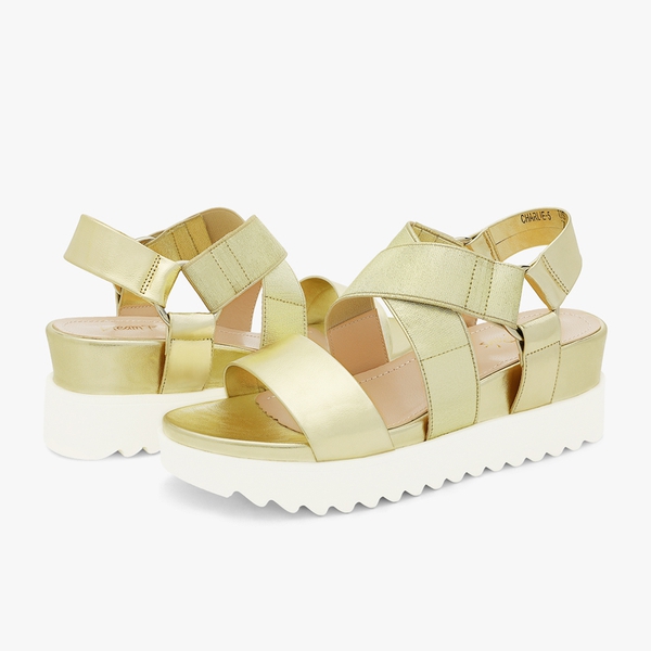 Ankle Strap Platform Wedge Sandals - GOLD - 2
