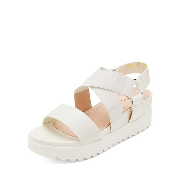 Ankle Strap Platform Wedge Sandals - WHITE -  0