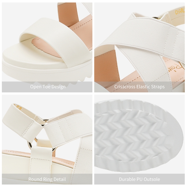 Ankle Strap Platform Wedge Sandals - WHITE - 3