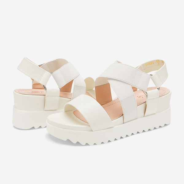 Ankle Strap Platform Wedge Sandals - WHITE - 2