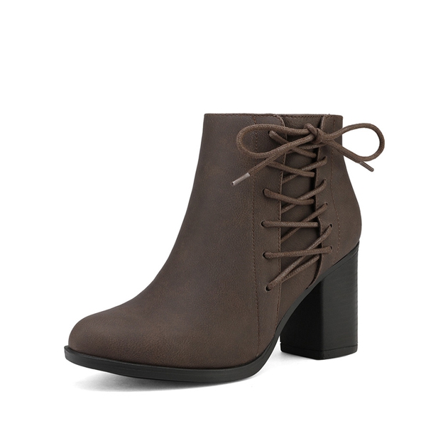 Chicago Chunky Heel Ankle Booties - BROWN -  0