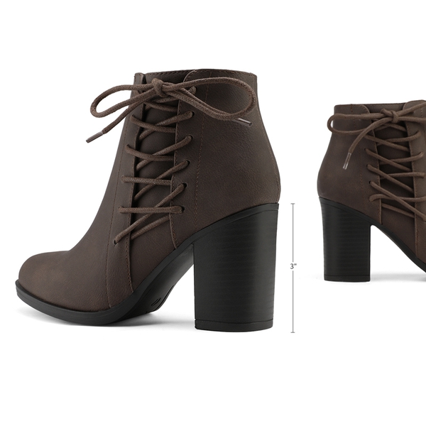 Chicago Chunky Heel Ankle Booties - BROWN - 1