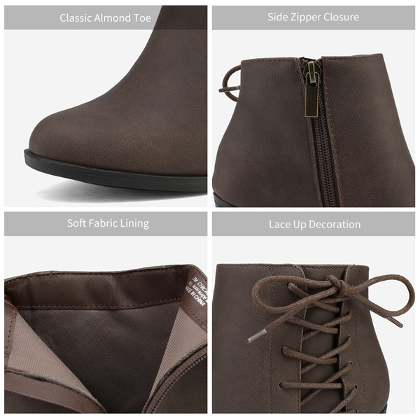 Chicago Chunky Heel Ankle Booties - BROWN - 2
