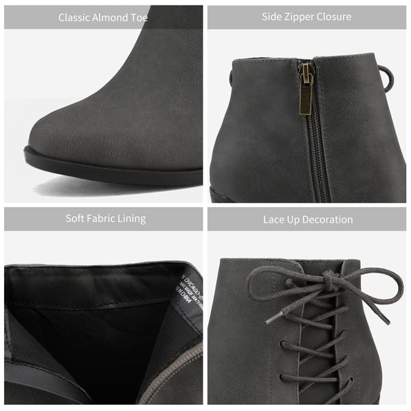 Chicago Chunky Heel Ankle Booties - GREY - 2