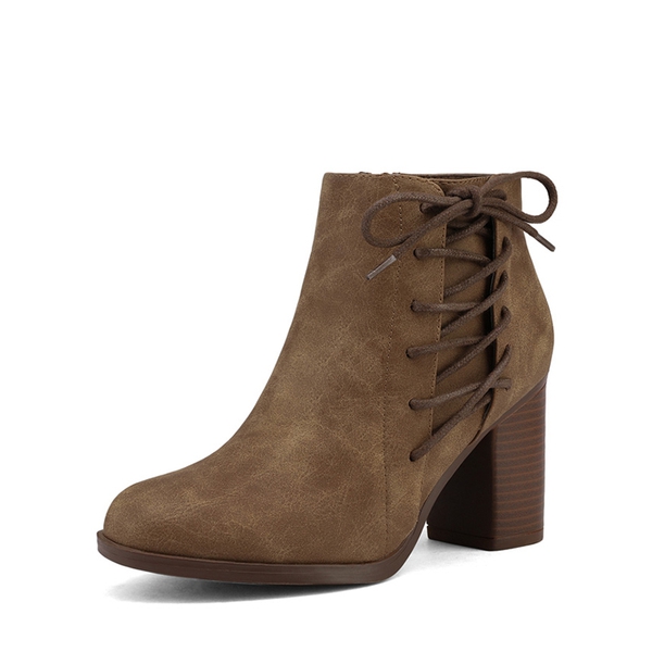Chicago Chunky Heel Ankle Booties - TAN -  0