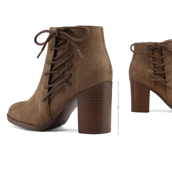 Chicago Chunky Heel Ankle Booties - TAN - 1