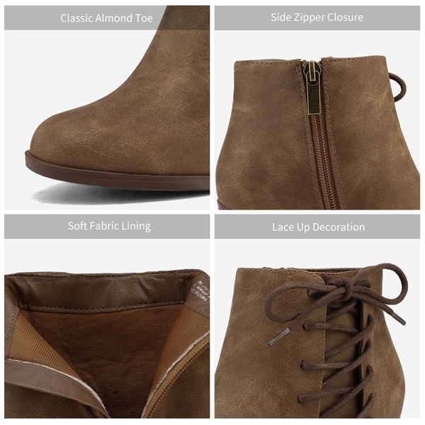 Chicago Chunky Heel Ankle Booties - TAN - 2