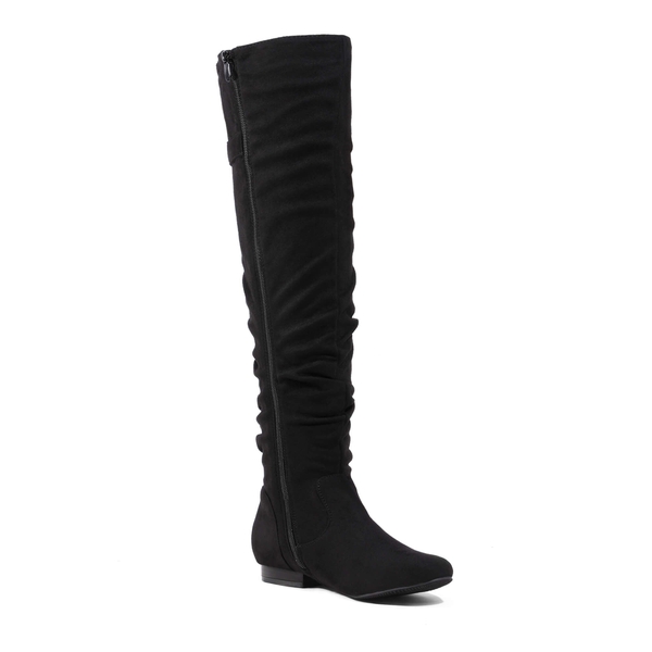 Winter Over The Knee Suede Boots - BLACK - 4