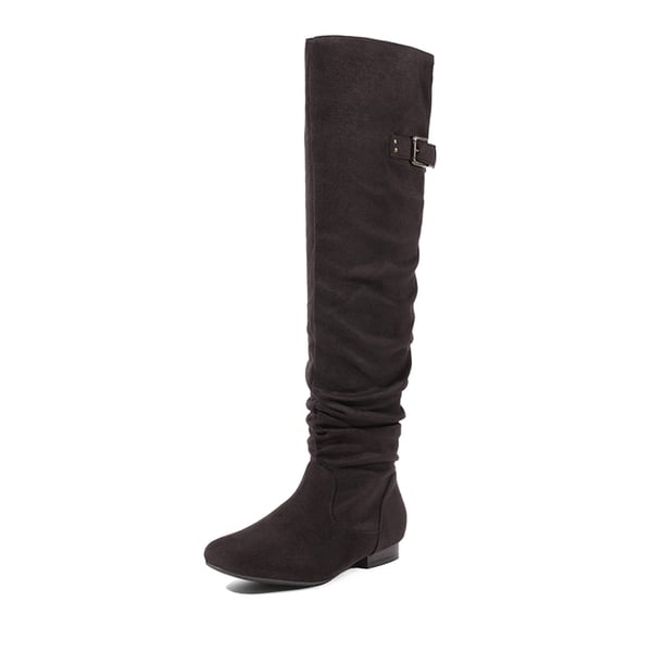 Winter Over The Knee Suede Boots - BROWN -  0