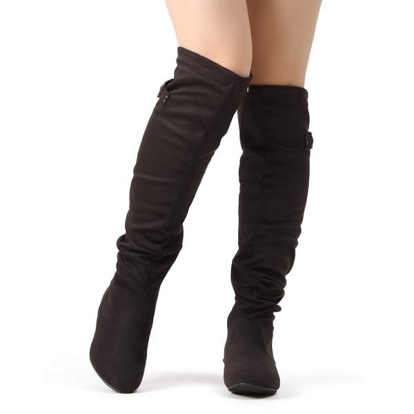Winter Over The Knee Suede Boots - BROWN - 2