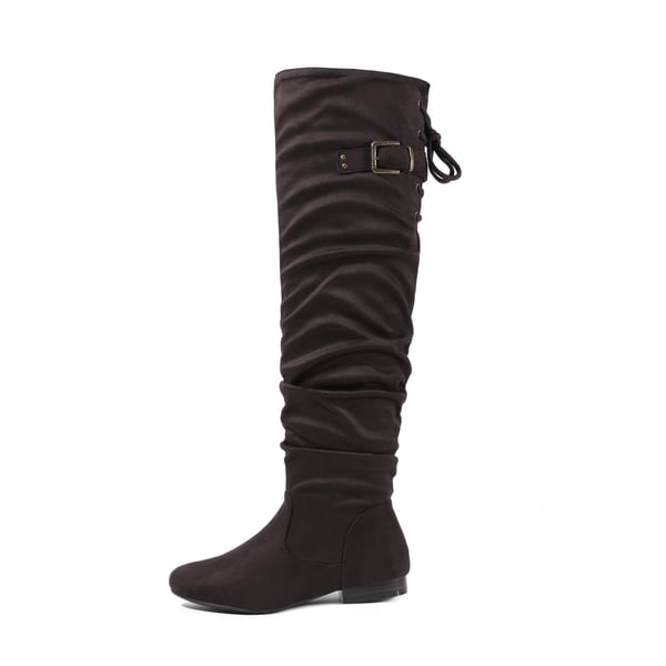 Winter Over The Knee Suede Boots - BROWN - 3