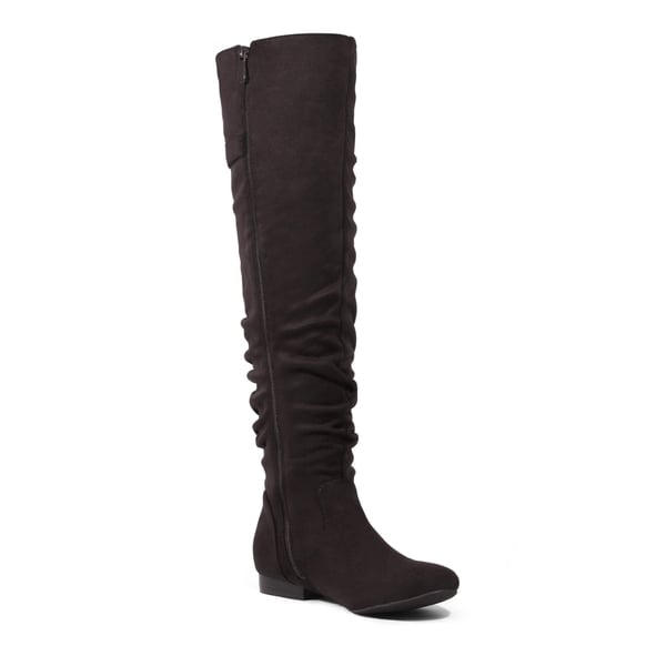 Winter Over The Knee Suede Boots - BROWN - 4