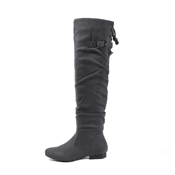 Winter Over The Knee Suede Boots - GREY - 3
