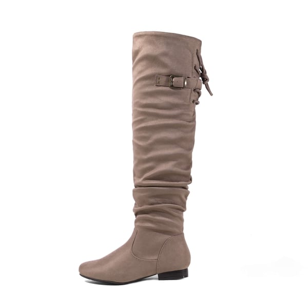 Winter Over The Knee Suede Boots - KHAKI - 3