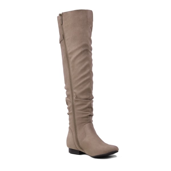 Winter Over The Knee Suede Boots - KHAKI - 4