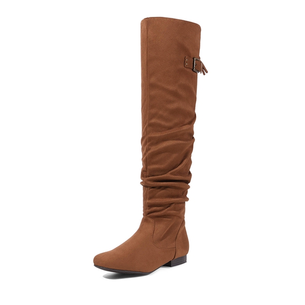 Winter Over The Knee Suede Boots - TAN -  0